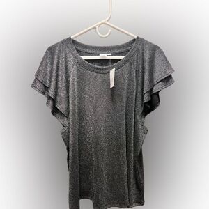 GAP Glitter black flutter top. NWT.